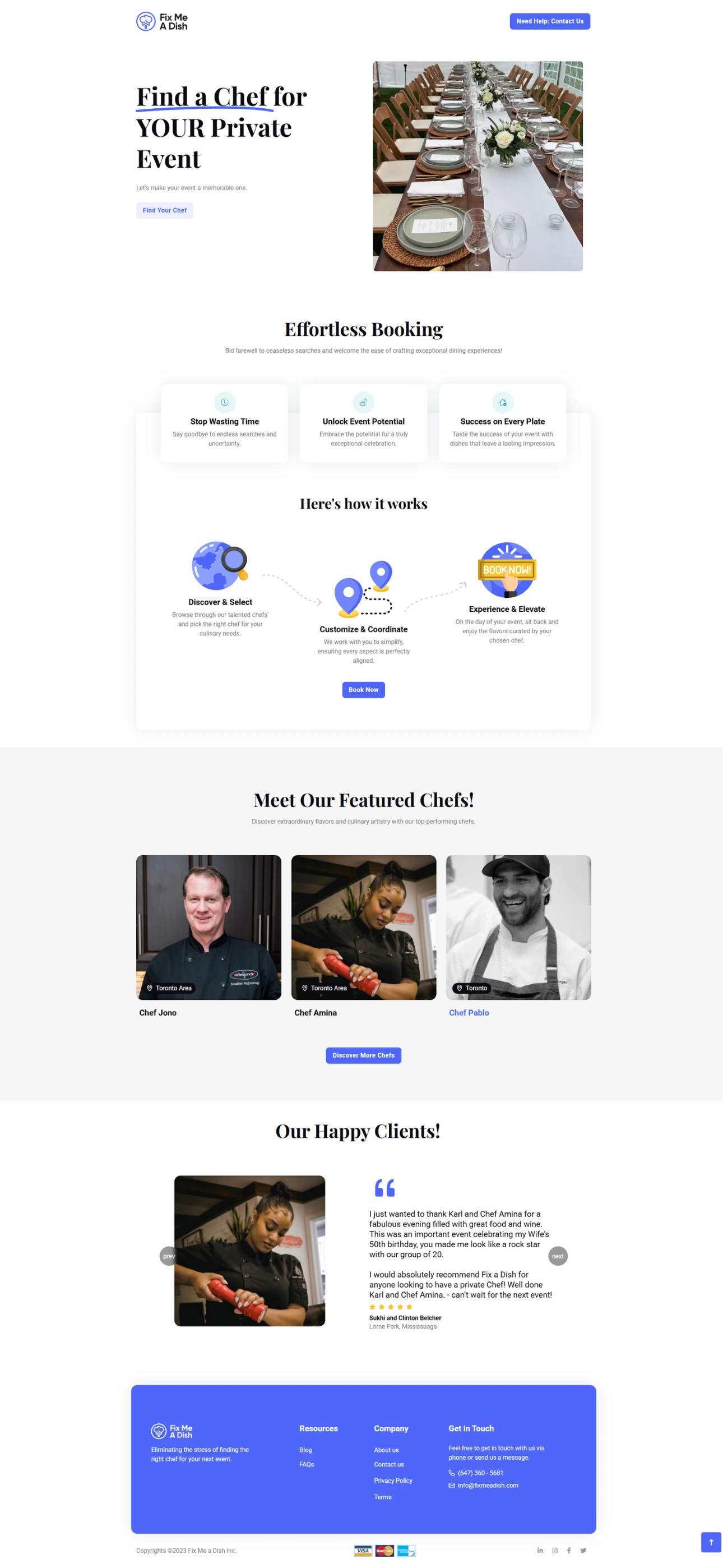 Fix Me a Dish — marketing homepage, full-page desktop capture